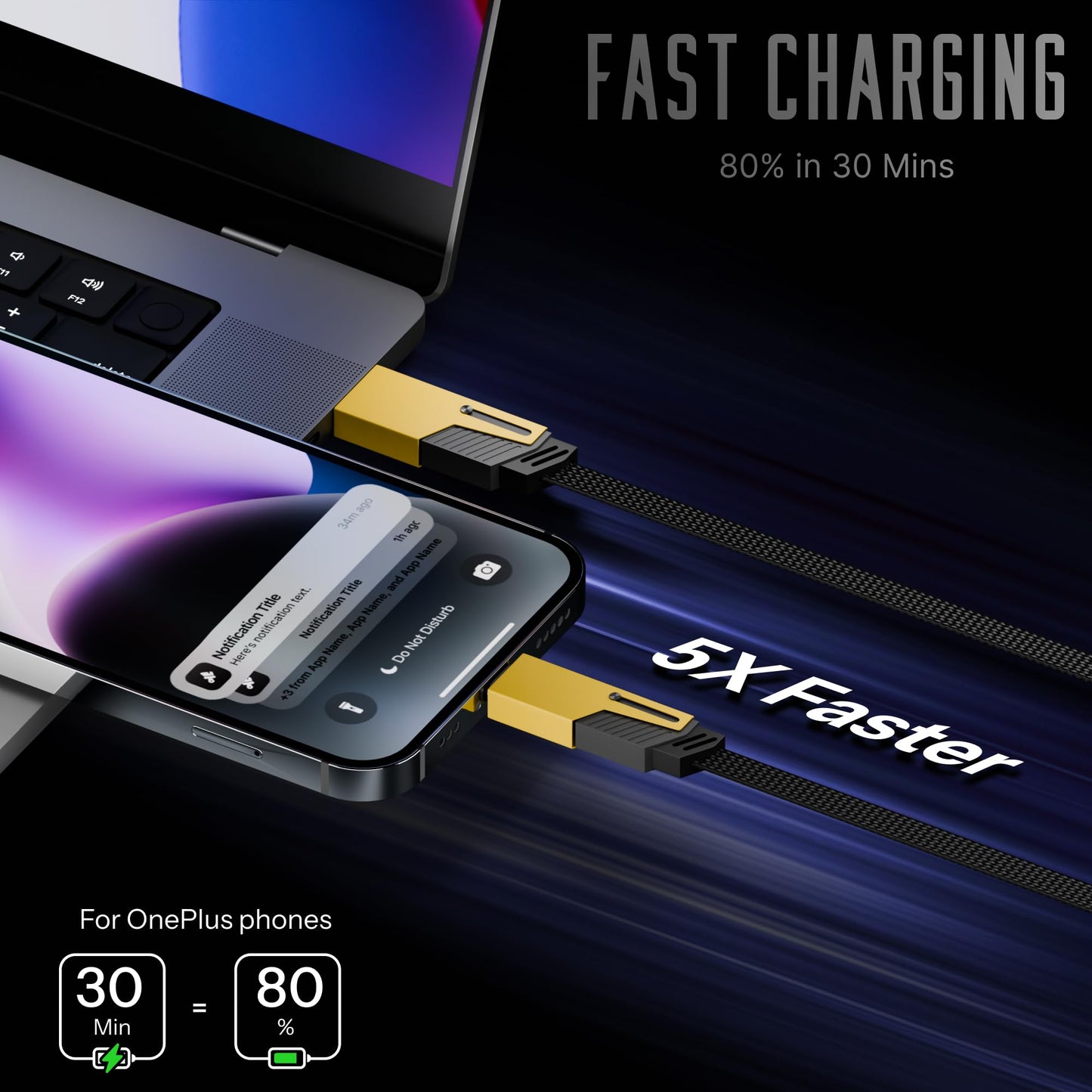 65W 4 in 1 Multi Function Braided Fast Charging Cable with Lightning to USB-C, Type C-C, Ligthning to USB