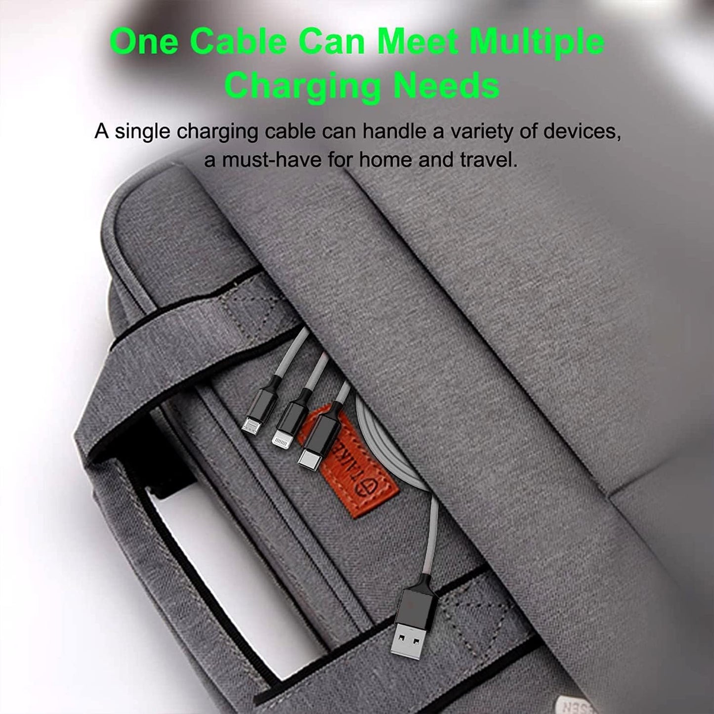 3 in 1 Multi Charging Cable with USB to Micro, USB Type C, Light-ning Pin