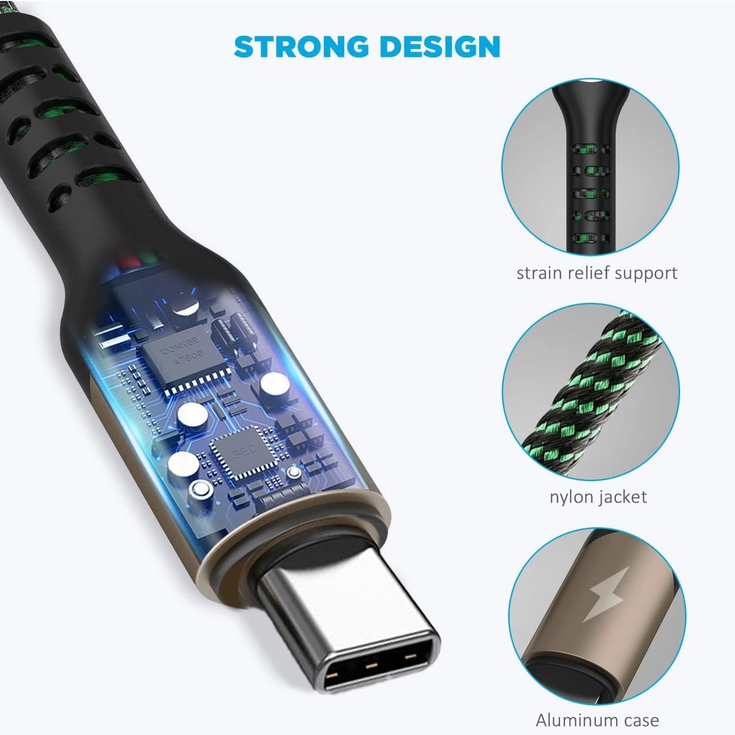 3 in 1 Multi Charging Cable with USB to Micro, USB Type C, Light-ning Pin
